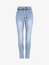 Jean slim à taille empire élastiquée - Bleu - 4