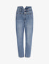 Jean dad taille haute fendue - Bleu denim - 4