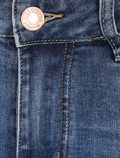 Jean uni coupe flare taille standard - Bleu denim - 3