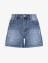Short délavé et déchiré coupe droite - Bleu - 1