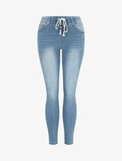 Jean slim à taille élastiquée - Bleu denim - 4