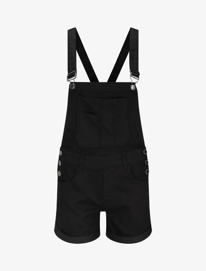 Salopette short en jean - Noir - 1