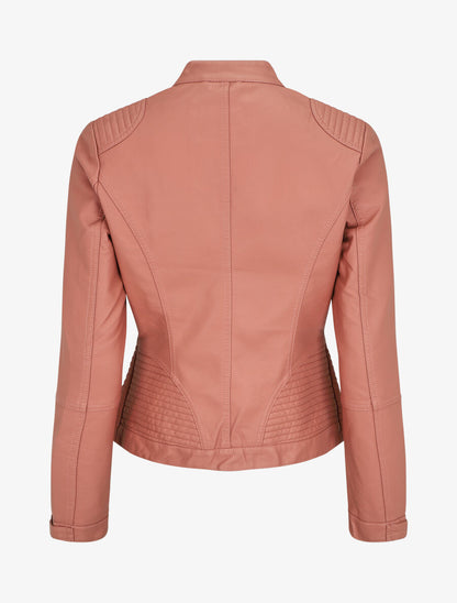 Veste en simili col montant - Rose - 2