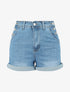 Short taille haute à côtés boutonnés - Denim - 4