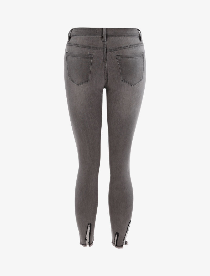 Jean 7/8 à bords usés et effilochés - Gris - 2
