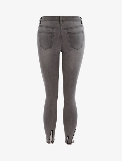 Jean 7/8 à bords usés et effilochés - Gris - 2