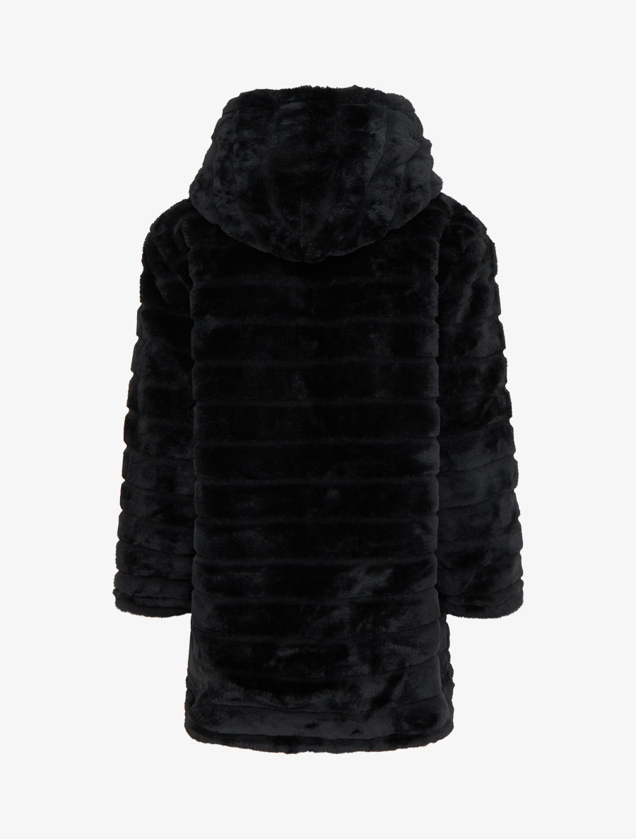 Manteau réversible en fourrure synthétique - Noir - 2