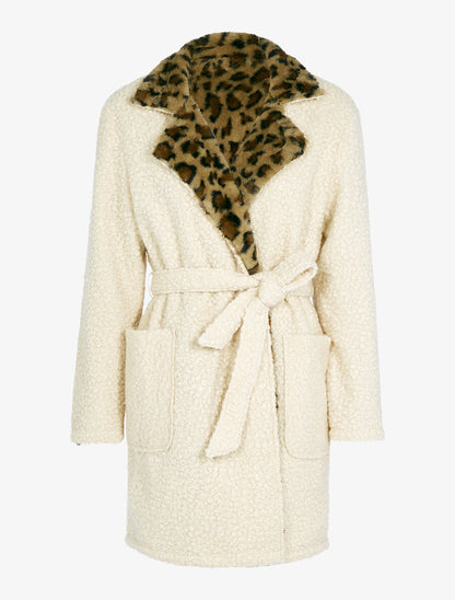 Manteau réversible effet laine bouclette - Beige - 1