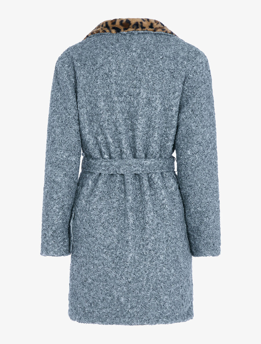 Manteau réversible effet laine bouclette - Gris foncé - 2