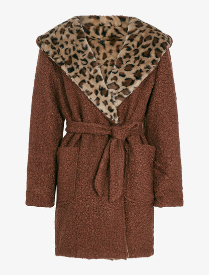 Manteau réversible à capuche - Terre de sienne - 1