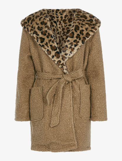 Manteau réversible à capuche - Camel - 5