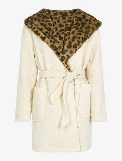 Manteau réversible à capuche - Beige - 1