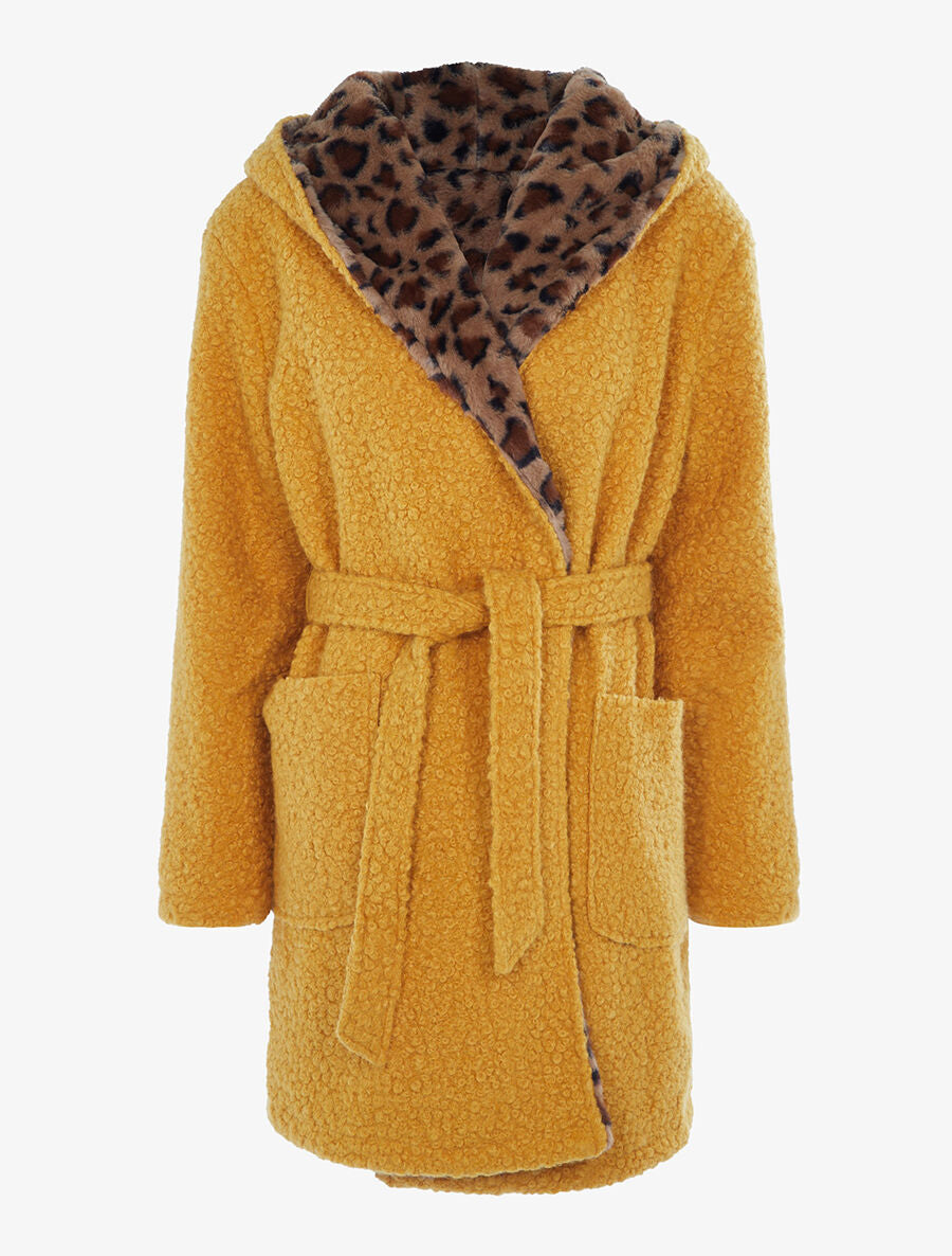 Manteau réversible à capuche - Moutarde - 1