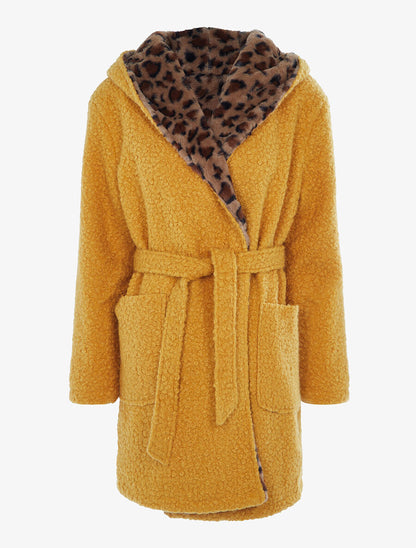 Manteau réversible à capuche - Moutarde - 1