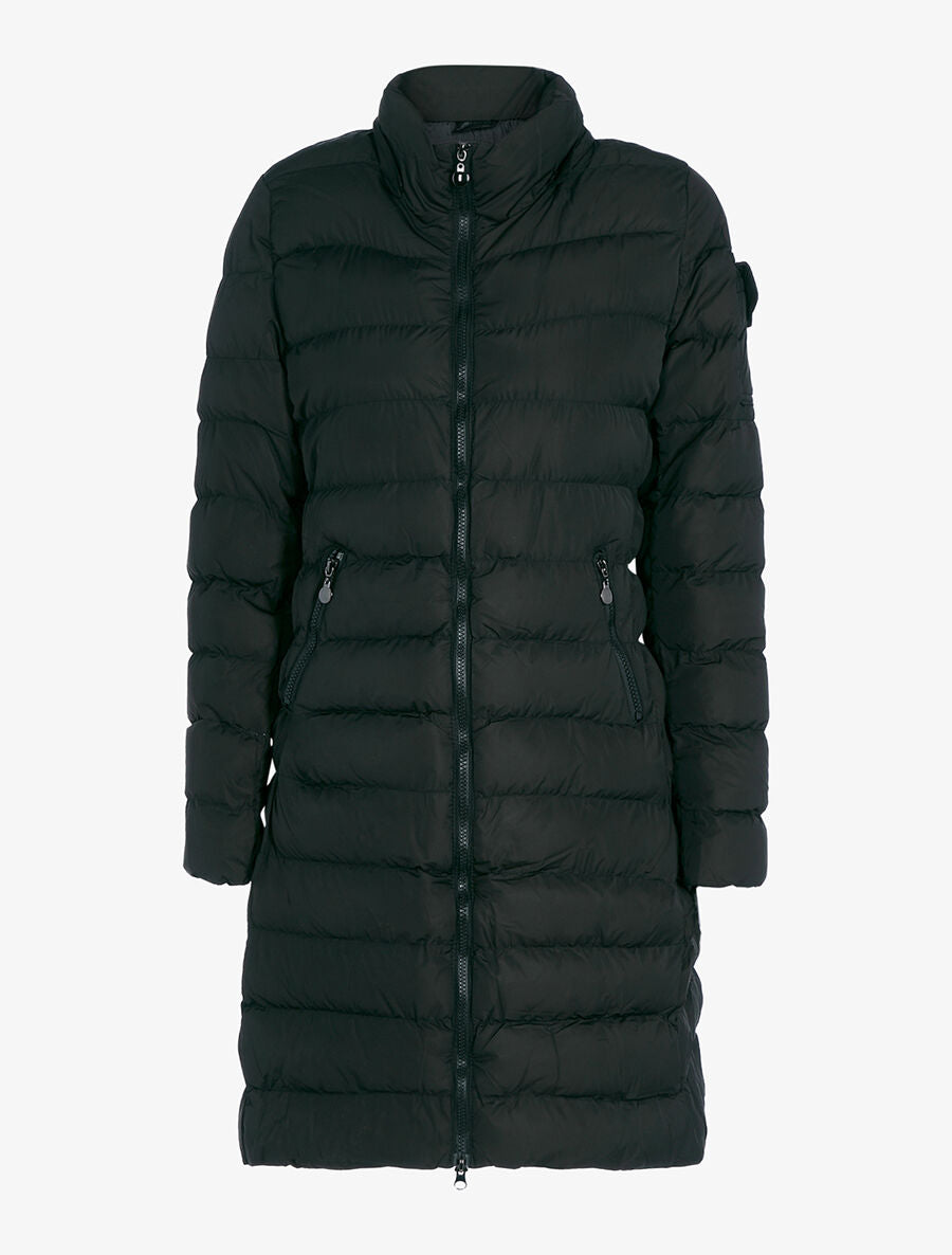 Doudoune longue matelassée à capuche - Noir - 2