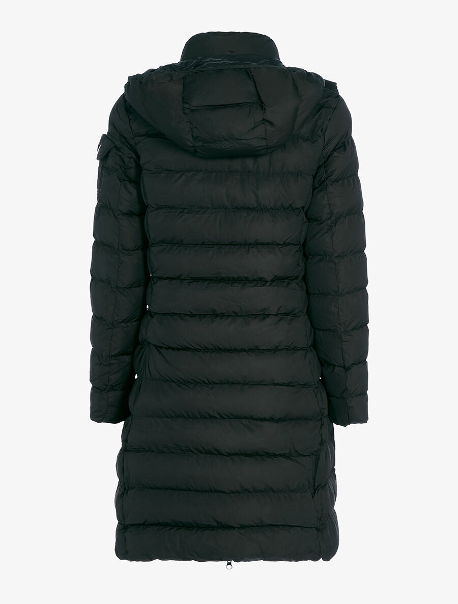 Doudoune longue matelassée à capuche - Noir - 3