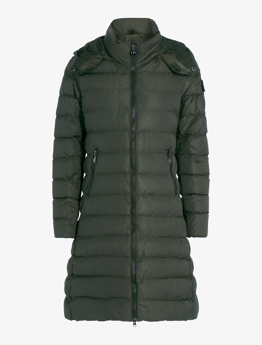 Doudoune longue matelassée à capuche - Kaki - 4