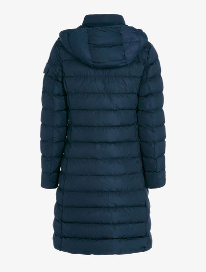 Doudoune longue matelassée à capuche - Marine - 3
