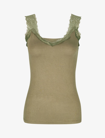 Débardeur ajusté à dentelle - Kaki - 1
