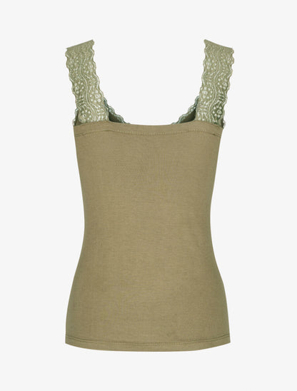 Débardeur ajusté à dentelle - Kaki - 2