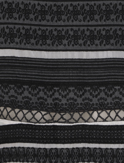 Robe patineuse à rayures et bande ajourée - Noir - 3