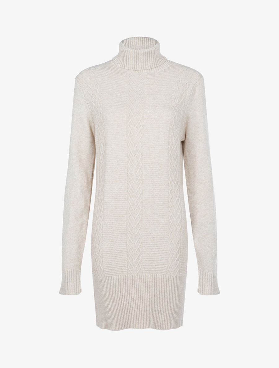 Robe pull à formes graphiques et stries texturées - Beige - 1