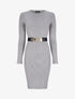 Robe pull unie à ceinture stylisée - Gris chiné - 4