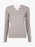 Pull à dos en V ouvert en crochet stylisé ajouré - Gris chiné - 1