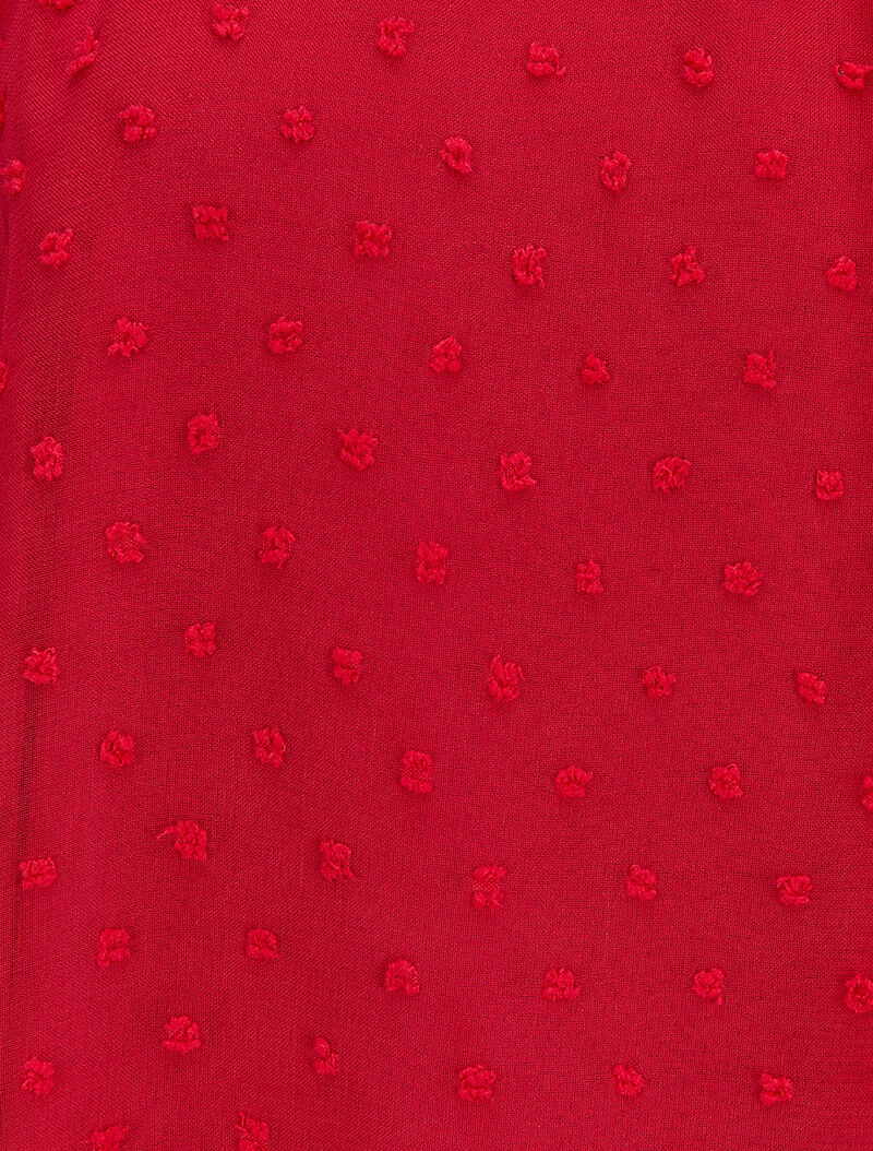 Blouse en plumetis à col mao - Rouge - 3
