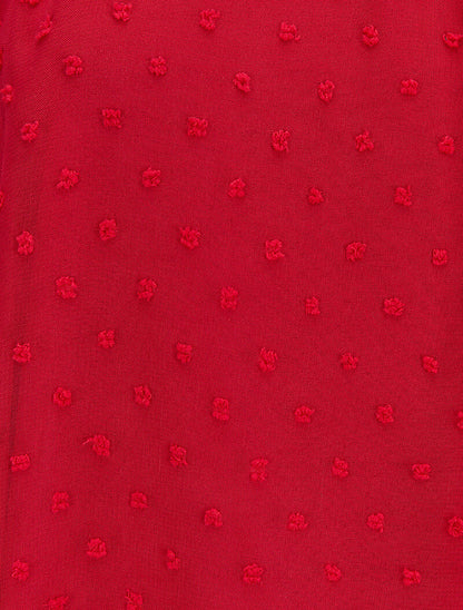 Blouse en plumetis à col mao - Rouge - 3