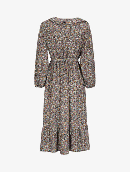 Robe imprimé fleuri à col V volanté - Blanc - 2