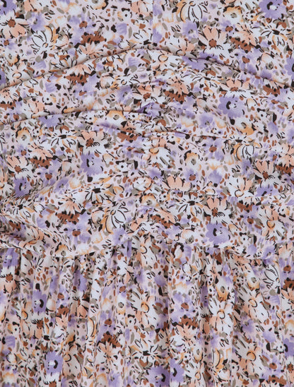 Robe longue à imprimé fleurs du printemps - Lilas - 3