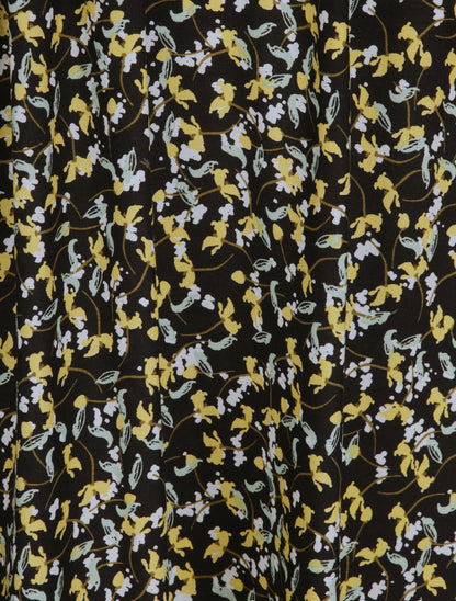 Robe longue à fleurs graphiques et à fines broderies - Noir - 4