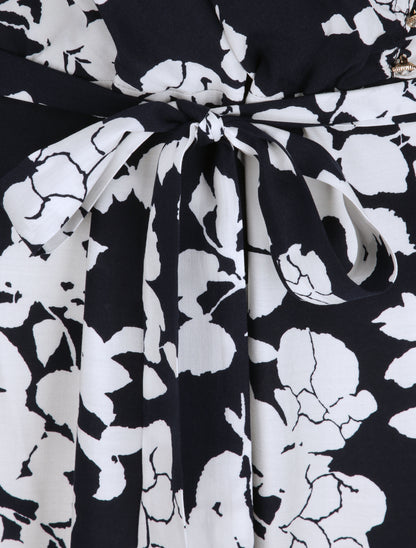 Robes longues à motifs fleurs graphiques - Marine/blanc - 3