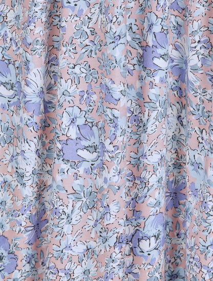 Robe longue à imprimé paquerettes - Bleu clair/rose - 4