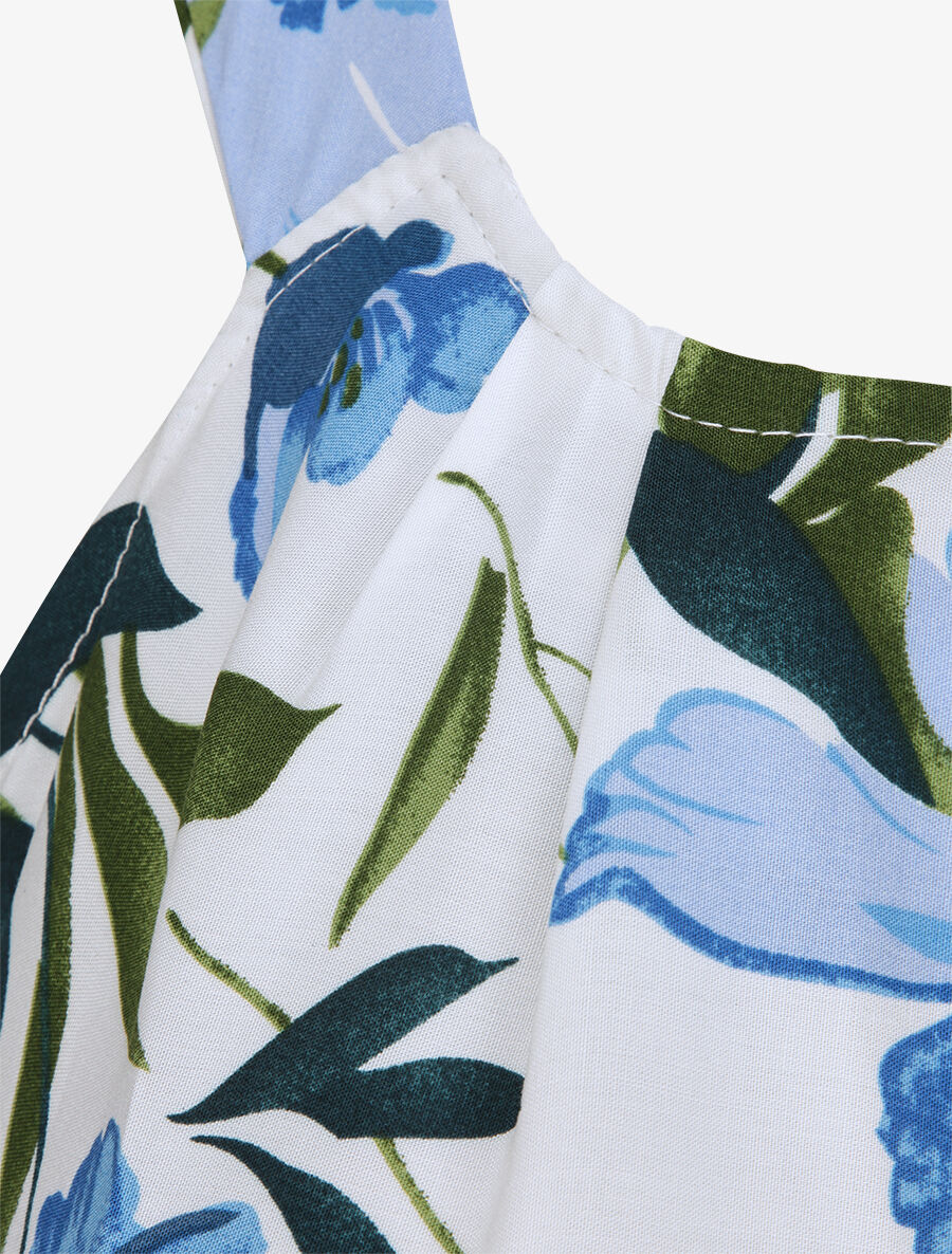 Robe longue imprimée marguerites géantes - Blanc/bleu - 3