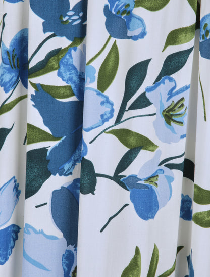 Robe longue imprimée marguerites géantes - Blanc/bleu - 4