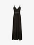 Robe longue à col V en dentelle - Noir - 5