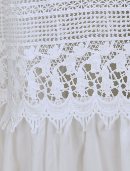 Robe longue cintrée coupe empire - Blanc - 3