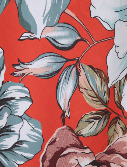 Débardeur carré à motifs fleurs abstraites - Rouge brique - 4