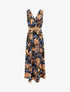 Robe longue empire sans manches imprimé tropical - Marine - 1