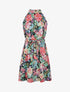 Robe cintrée imprimé grandes fleurs à col américain - Noir - 5