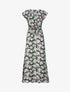 Robe longue empire à épaules volantées imprimé aquarelle florale - Noir - 5