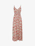 Robe longue empire imprimé fleurs tropicales à bretelles à perles - Blanc - 1