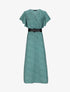 Robe longue empire imprimé fleurs à manches volantées - Vert - 4