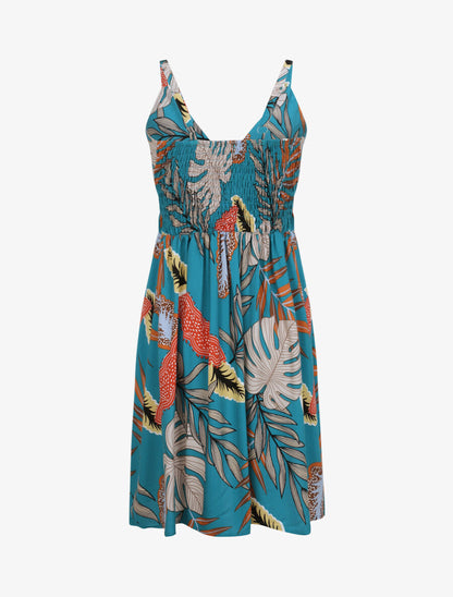 Robe patineuse imprimé feuilles exotiques - Vert - 2