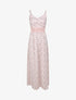 Robe longue imprimée petites fleurs à boutons décoratifs - Rose - 1