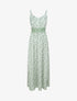 Robe longue imprimée petites fleurs à boutons décoratifs - Vert - 4