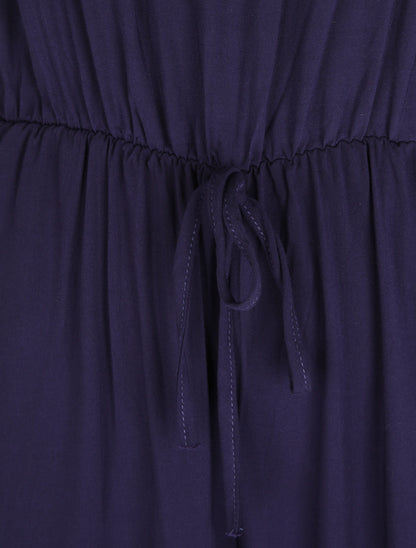 Combinaison fluide à col en dentelle - Marine - 3