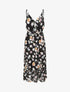 Robe longue cintrée imprimé fleurs - Noir - 1